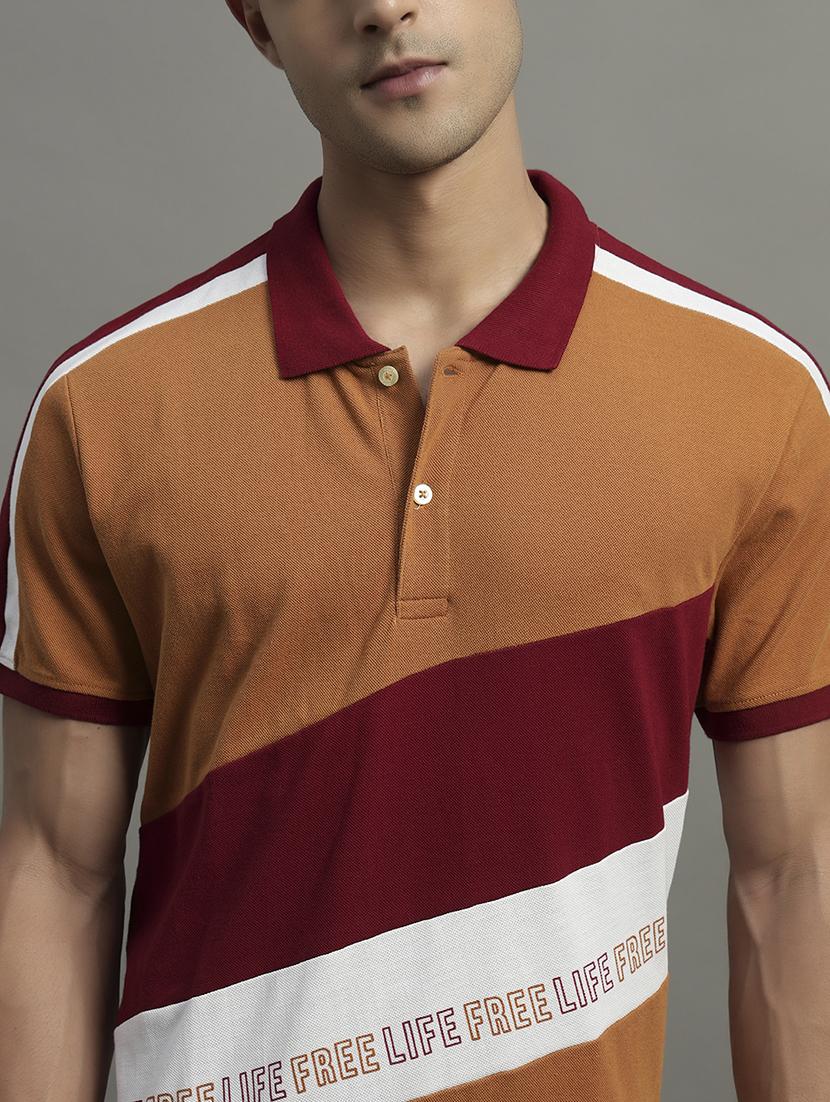 men color blocked short sleeve polo t-shirt - 21979232 - Standard Image - 1