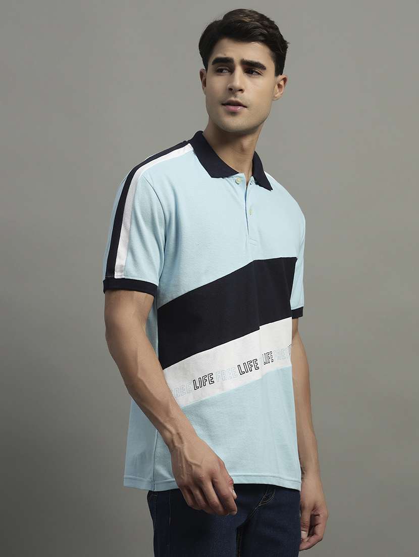 men color blocked short sleeve polo t-shirt - 21979233 -  Standard Image - 1