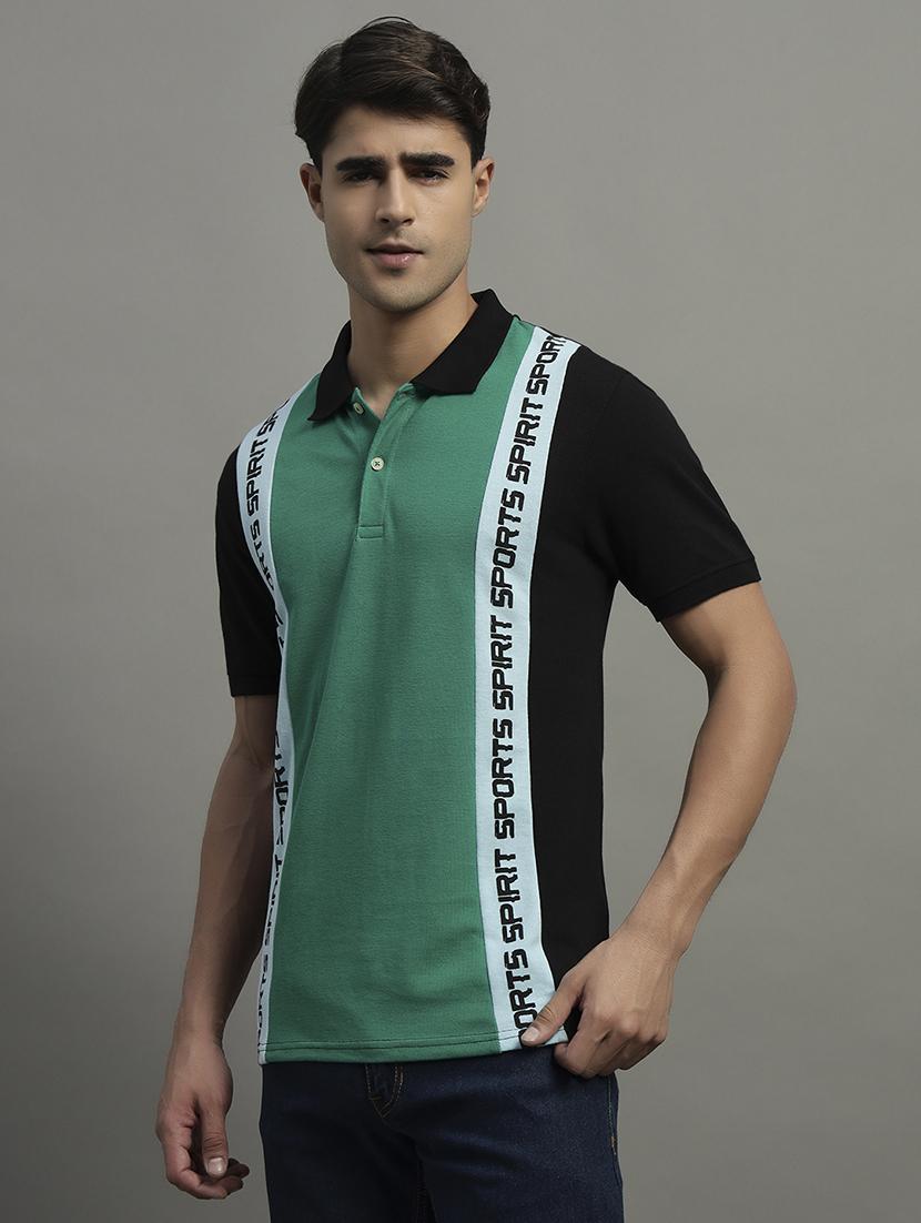 men color blocked short sleeve polo t-shirt - 21979235 - Standard Image - 1