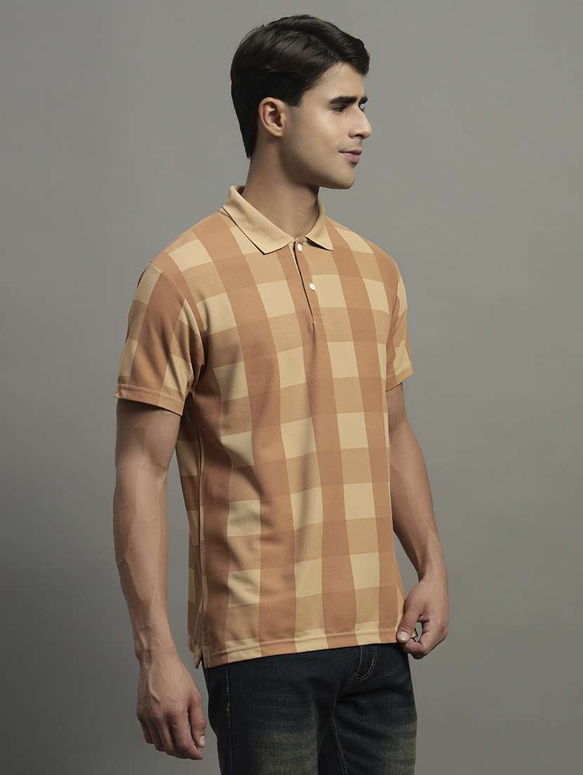 men checkered short sleeve polo t-shirt - 21979236 -  Standard Image - 1