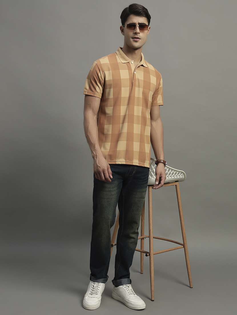 men checkered short sleeve polo t-shirt - 21979236 -  Standard Image - 4