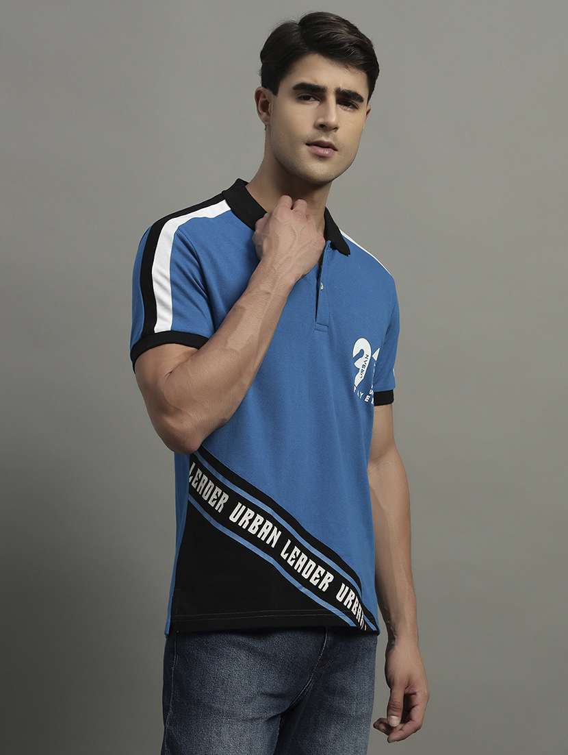 men color blocked short sleeve regular fit polo t-shirt - 21979238 -  Standard Image - 1