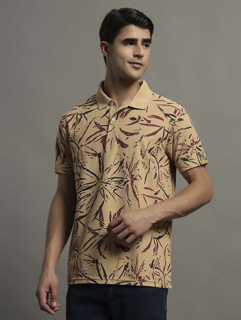 men printed short sleeve polo t-shirt - 21979247 -  Standard Image - 1