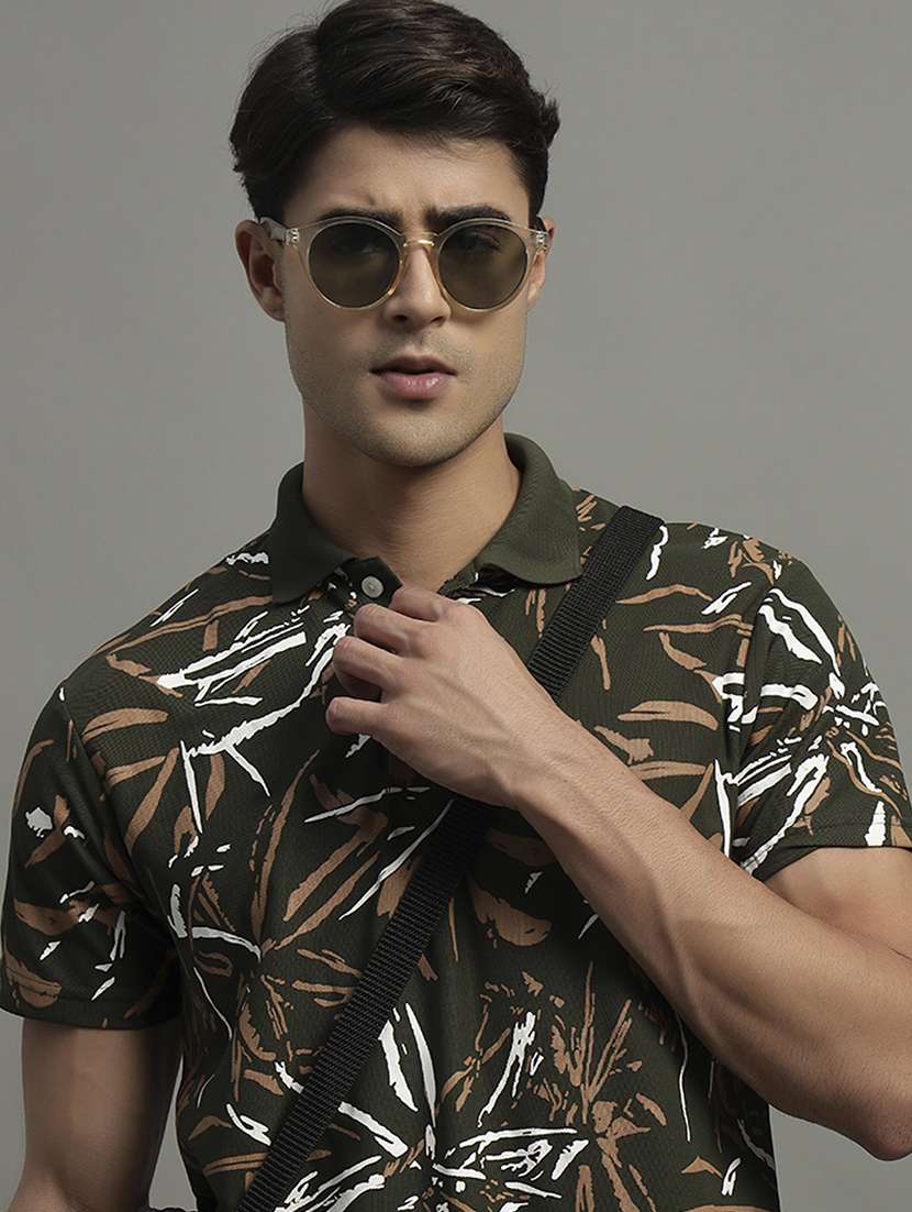 men printed short sleeve polo t-shirt