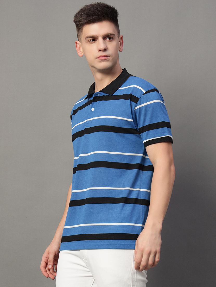 striped blue cotton blend polo t-shirt - 21979250 - Standard Image - 1
