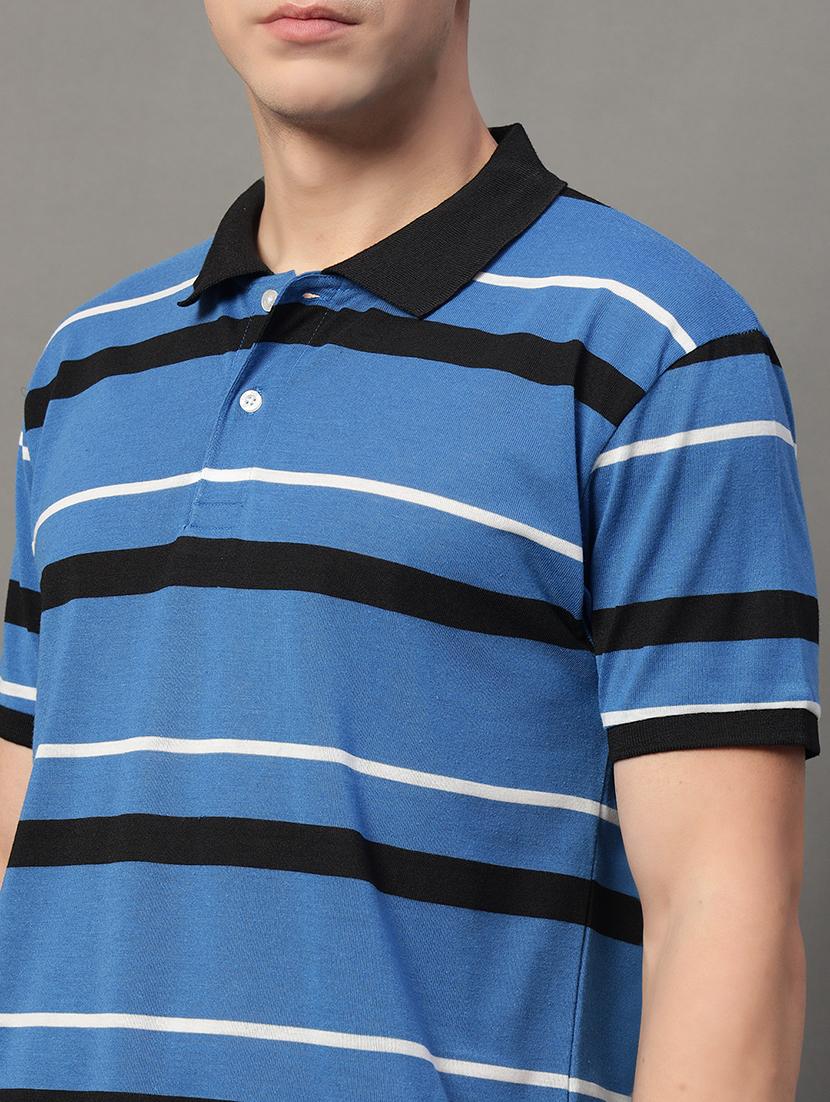 striped blue cotton blend polo t-shirt - 21979250 - Standard Image - 4