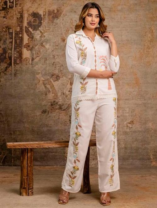 women three quarter sleeve ethnic co-ord set - 21979255 - Standard Image - 0
