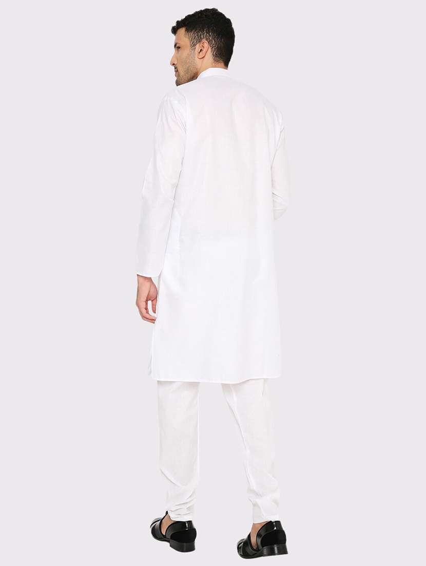 men solid mandarin neck long kurta - 21979269 - Standard Image - 4