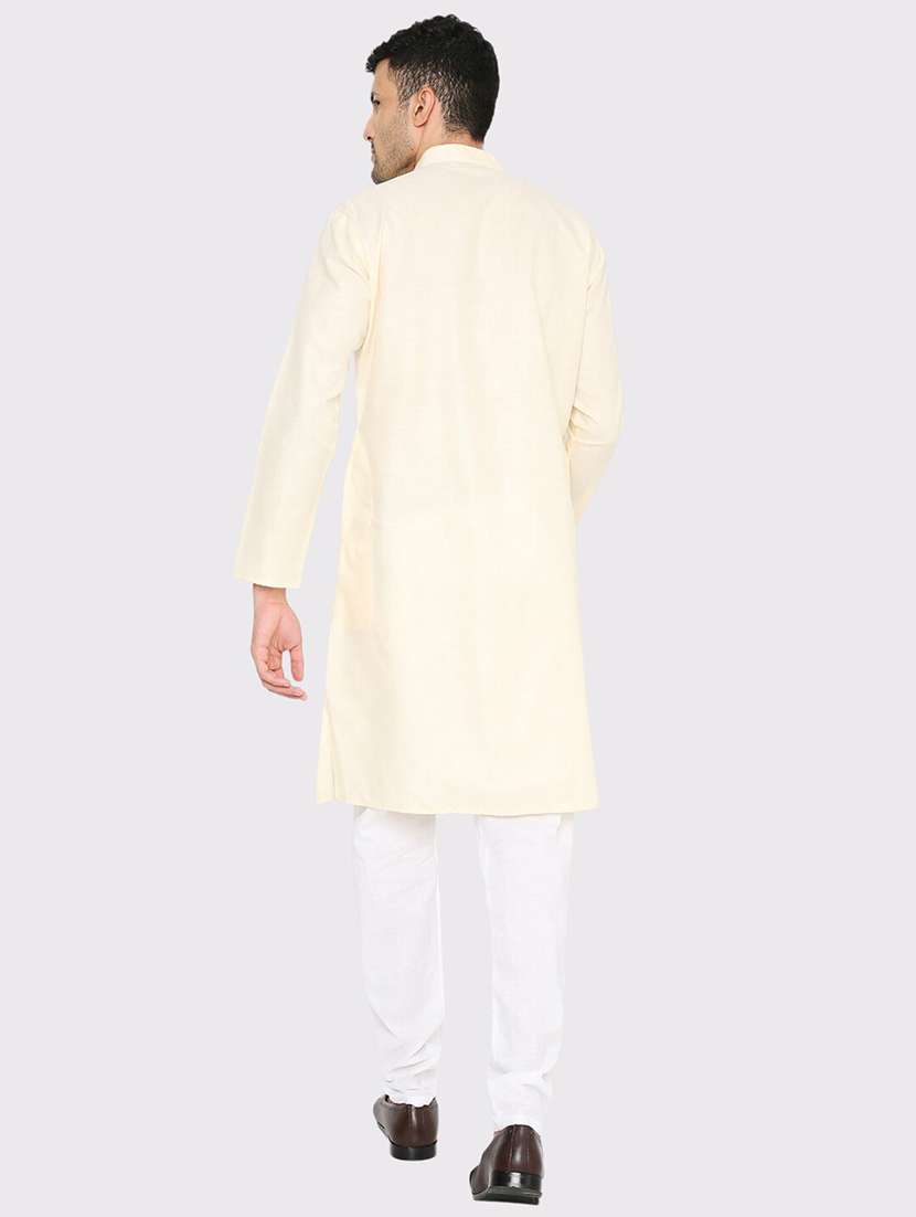 men solid mandarin neck long kurta - 21979270 -  Standard Image - 4