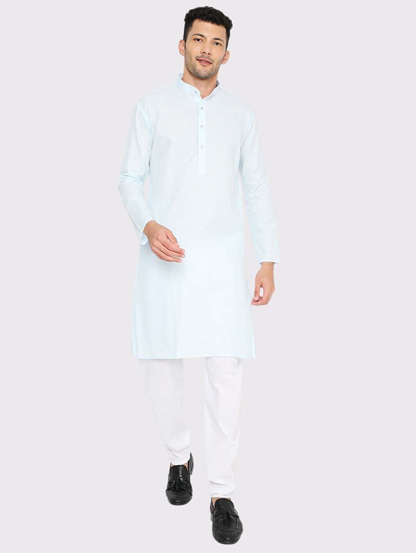 men solid mandarin neck long kurta