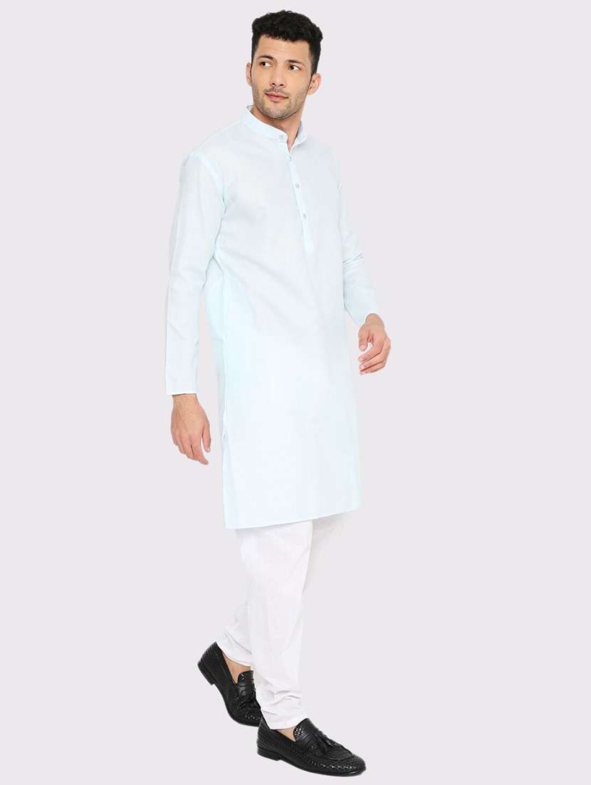 men solid mandarin neck long kurta - 21979273 -  Standard Image - 1