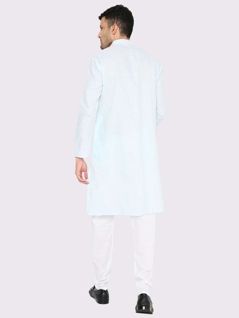 men solid mandarin neck long kurta - 21979273 -  Standard Image - 4