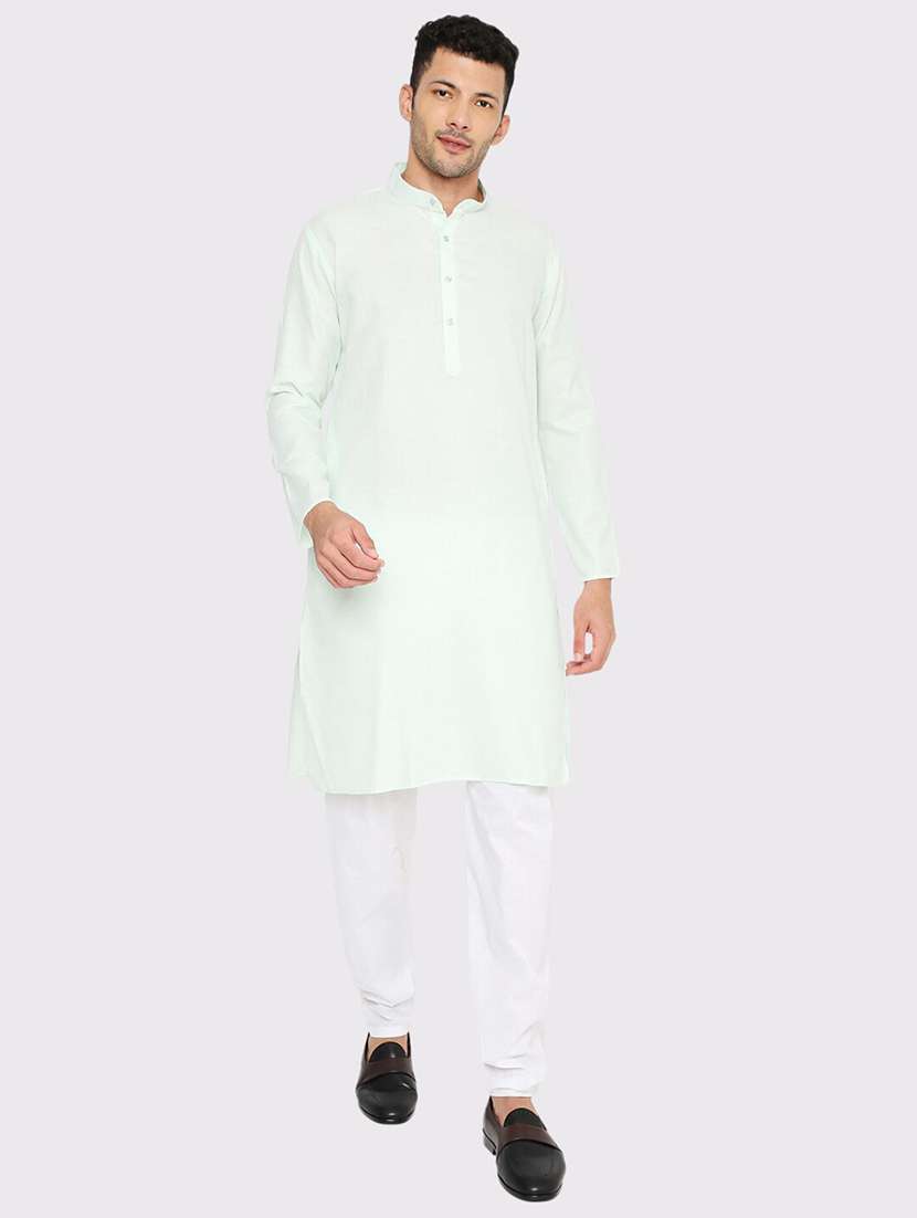 men solid mandarin neck long kurta