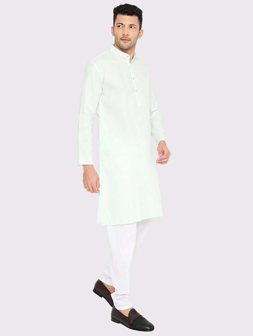 men solid mandarin neck long kurta - 21979275 -  Standard Image - 1