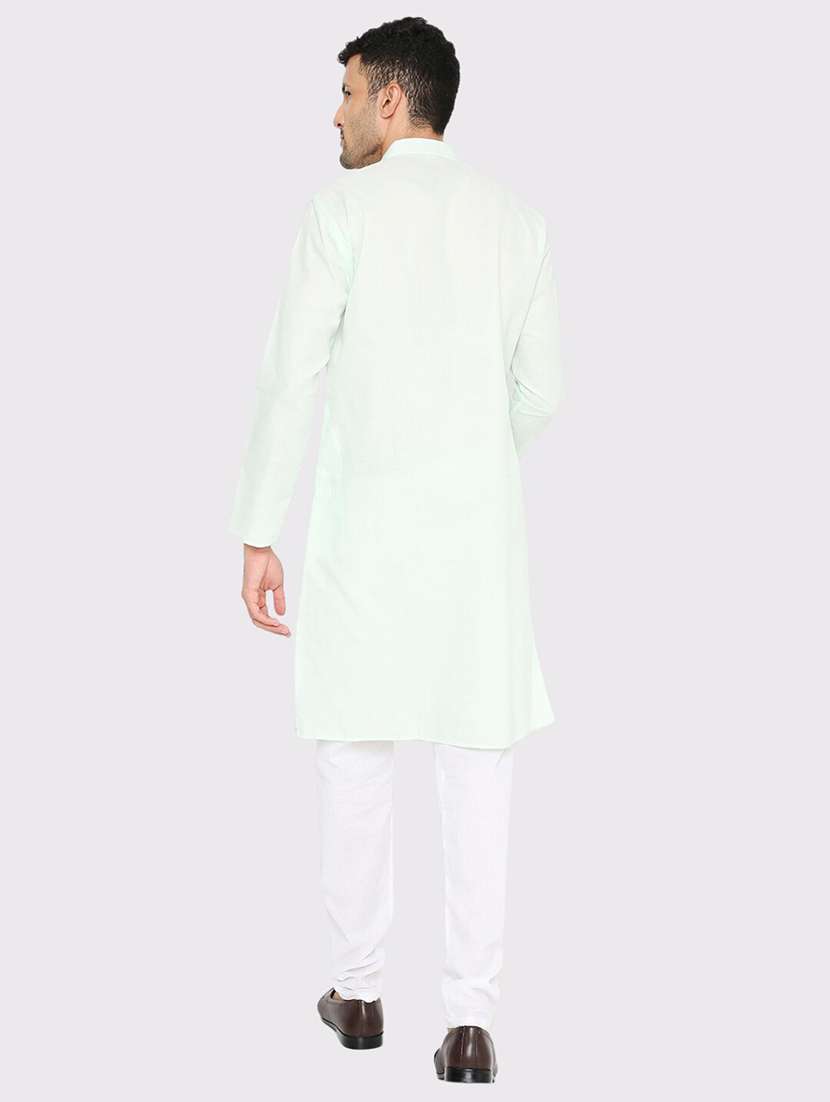 men solid mandarin neck long kurta - 21979275 -  Standard Image - 4