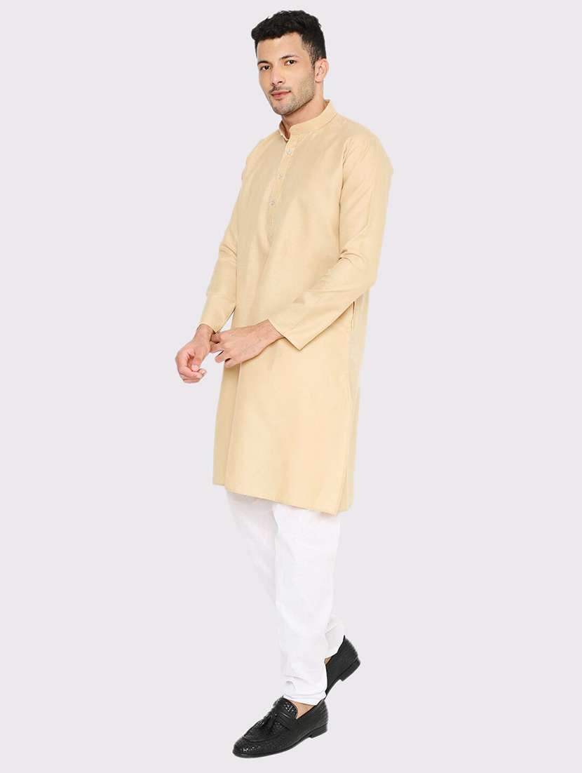 men solid mandarin neck long kurta - 21979276 -  Standard Image - 1
