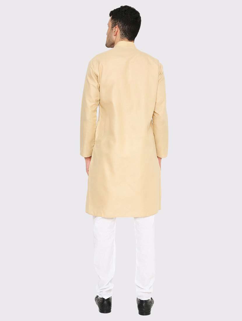 men solid mandarin neck long kurta - 21979276 -  Standard Image - 4
