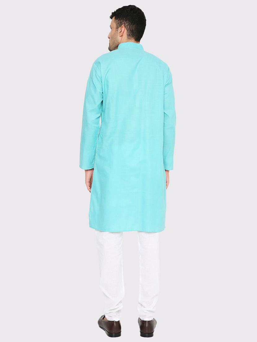 men solid mandarin neck long kurta - 21979278 - Standard Image - 4