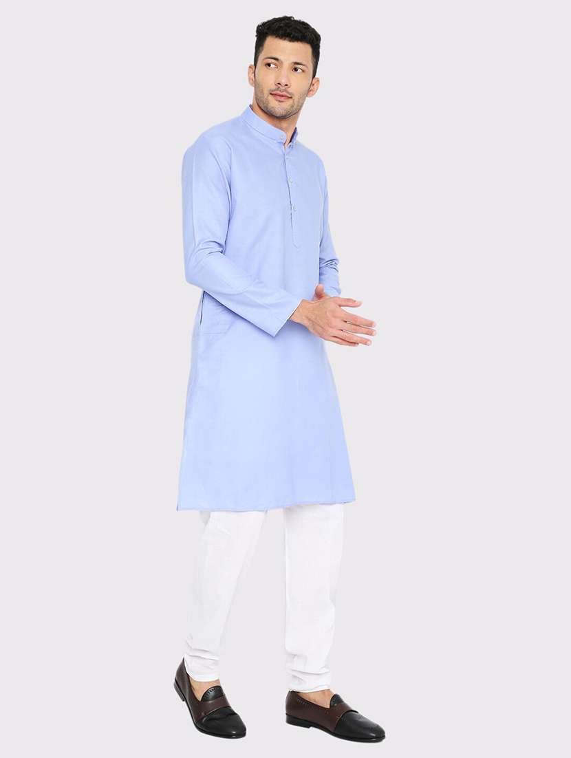 men solid mandarin neck long kurta - 21979279 - Standard Image - 1