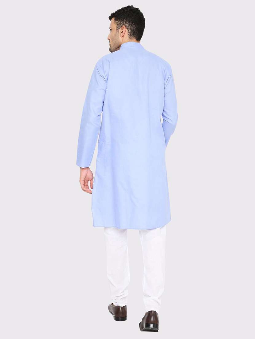 men solid mandarin neck long kurta - 21979279 - Standard Image - 4