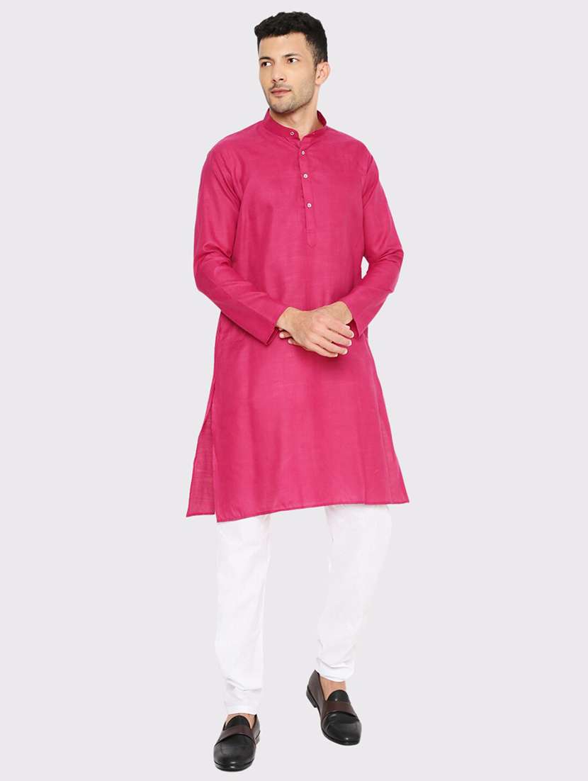 men solid mandarin neck long kurta