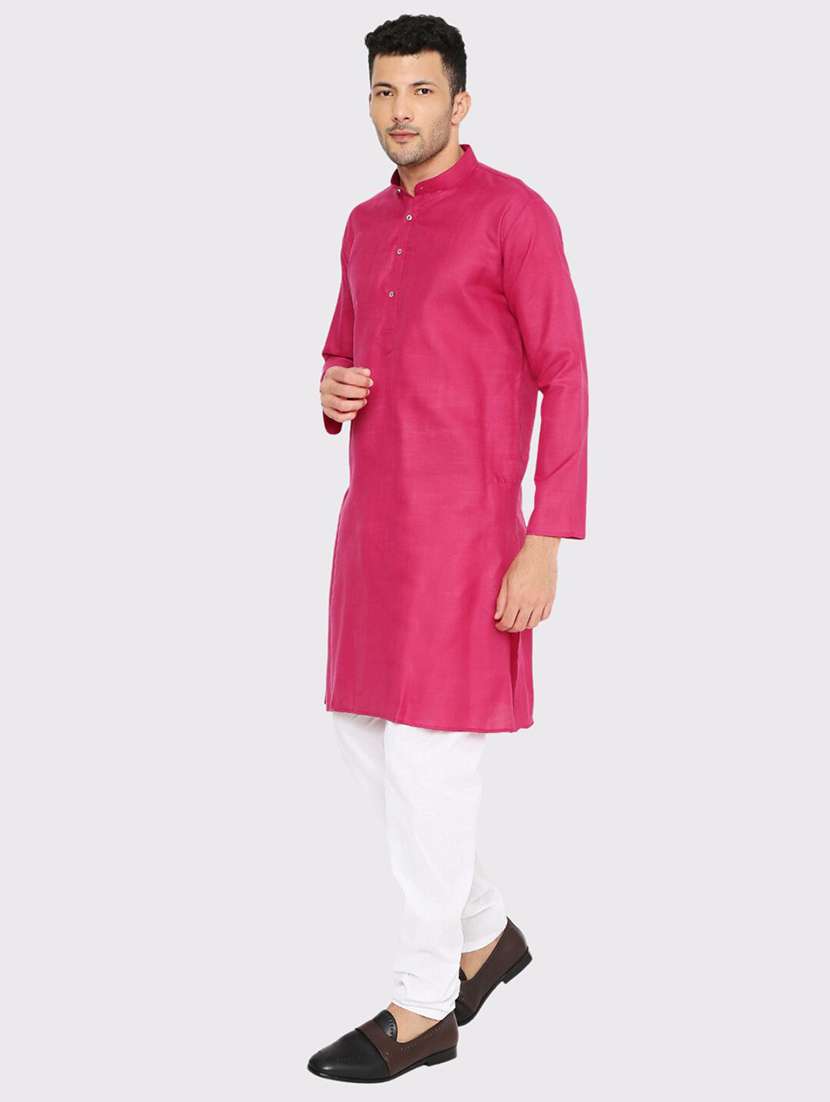 men solid mandarin neck long kurta - 21979280 - Standard Image - 1
