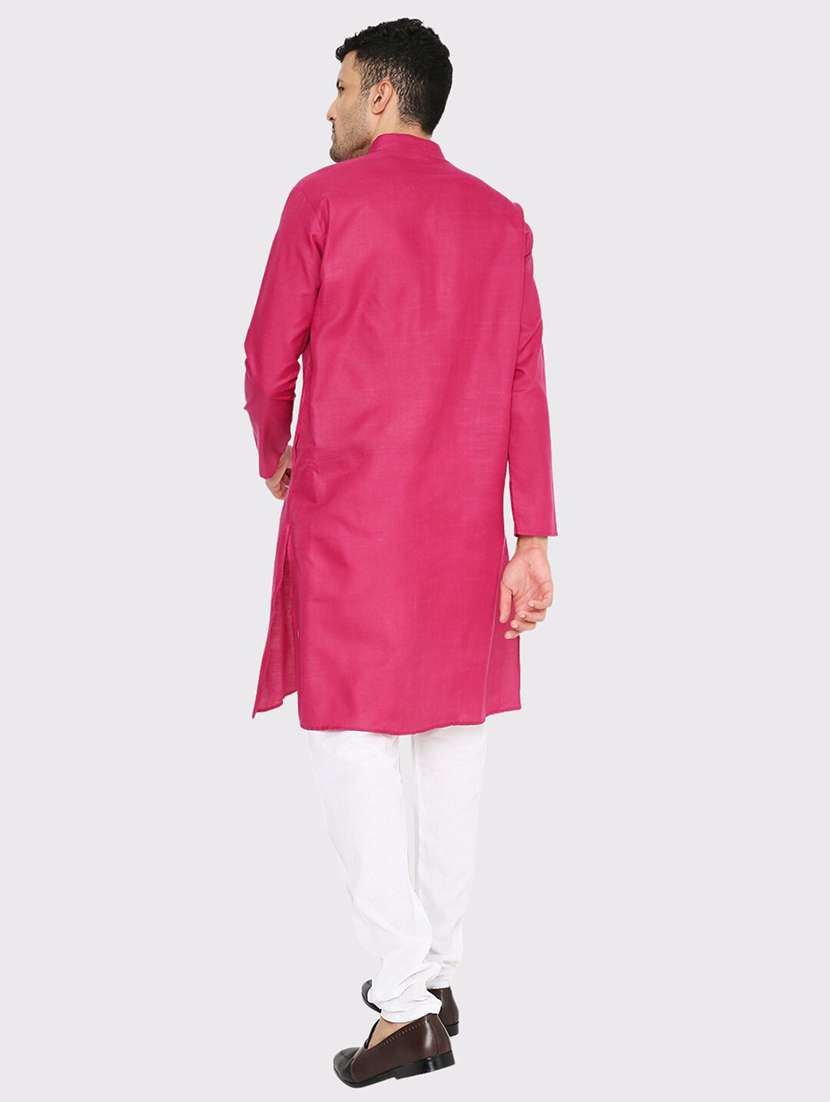 men solid mandarin neck long kurta - 21979280 - Standard Image - 4