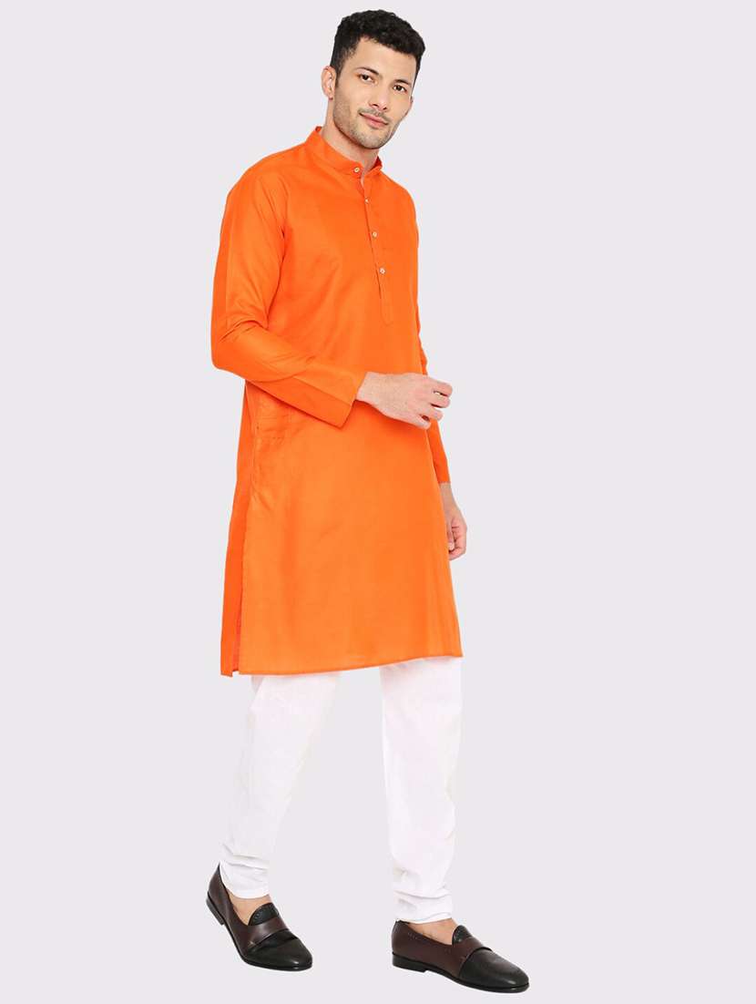 men solid mandarin neck long kurta - 21979281 -  Standard Image - 1