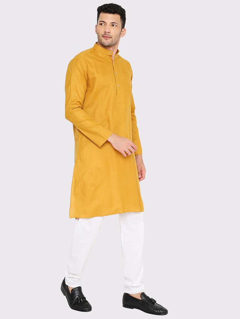 men solid mandarin neck long kurta - 21979283 - Standard Image - 1