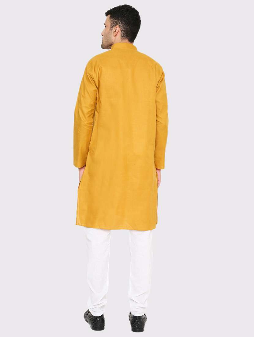 men solid mandarin neck long kurta - 21979283 - Standard Image - 4