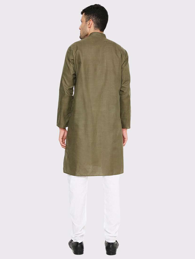 men solid mandarin neck long kurta - 21979284 -  Standard Image - 4
