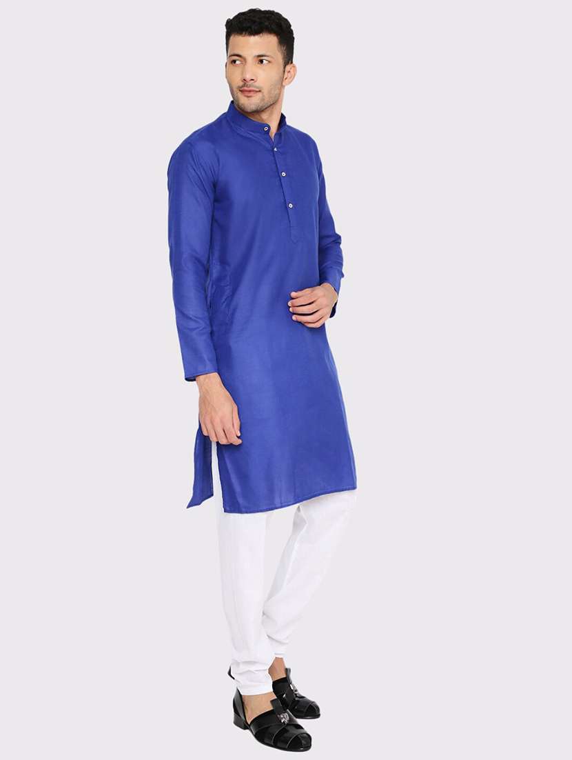 men solid mandarin neck long kurta - 21979287 -  Standard Image - 1