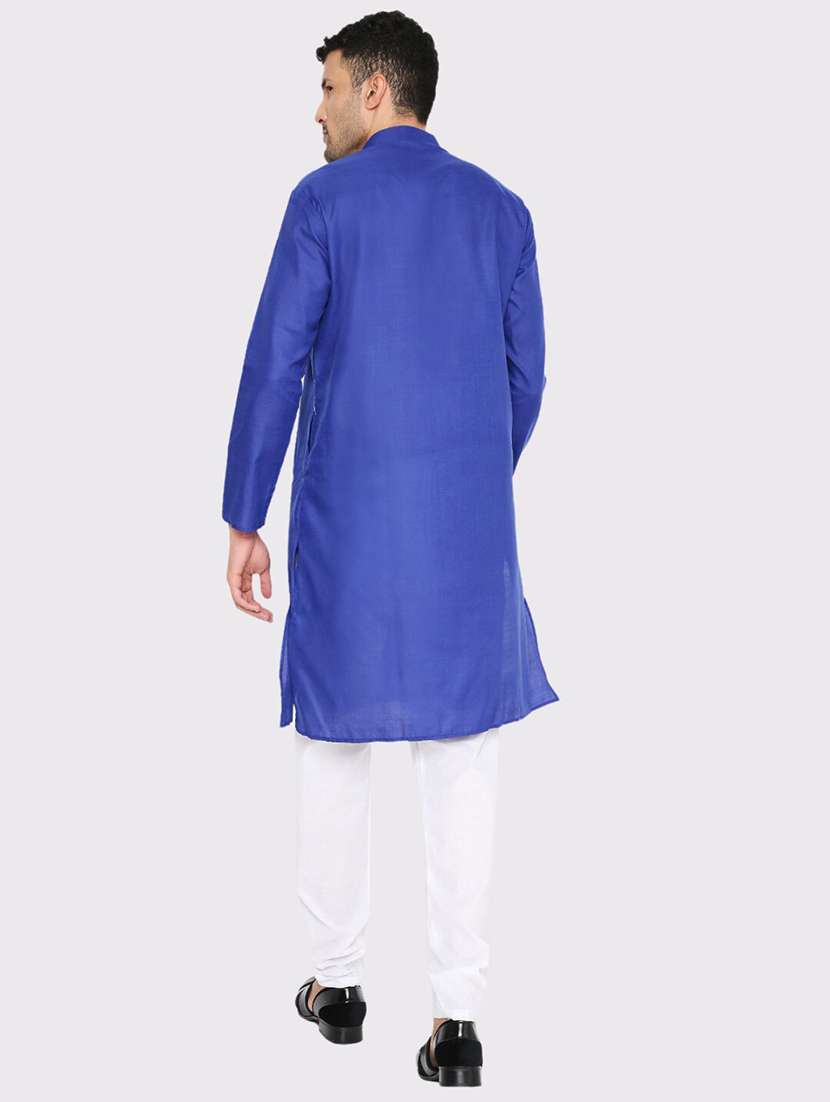men solid mandarin neck long kurta - 21979287 -  Standard Image - 4