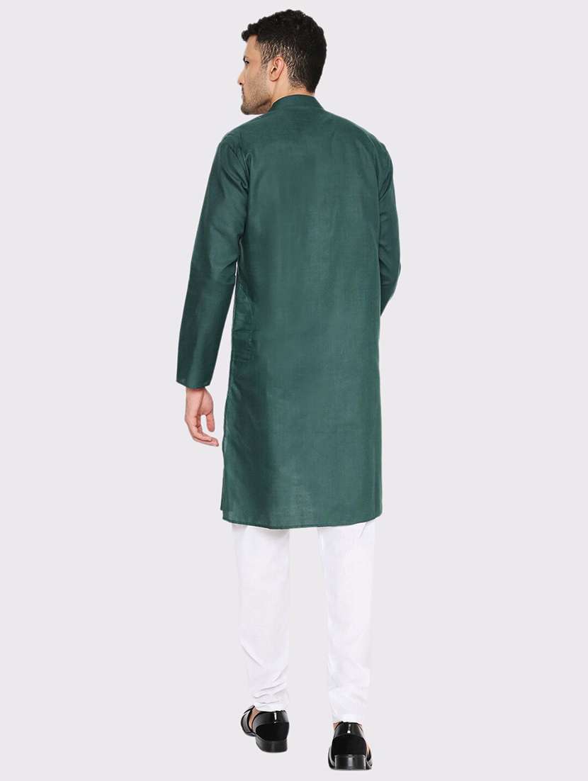 men solid mandarin neck long kurta - 21979288 -  Standard Image - 4