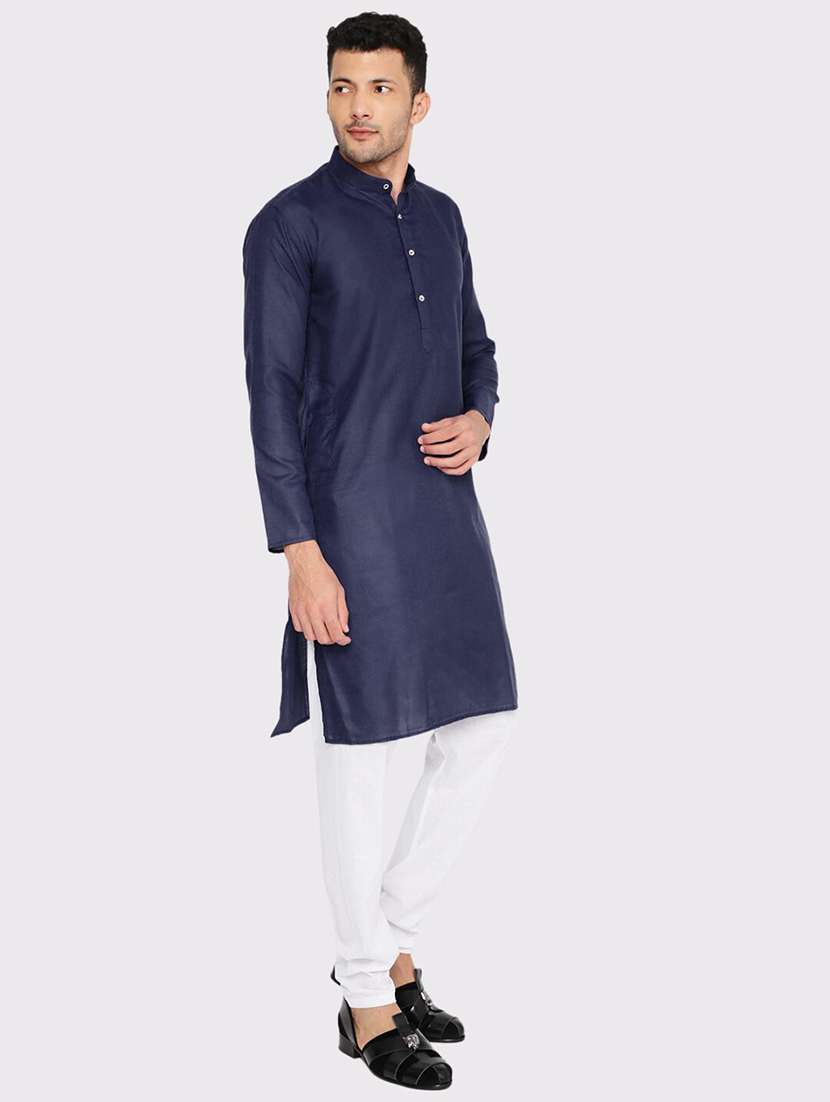 men solid mandarin neck long kurta - 21979289 - Standard Image - 1
