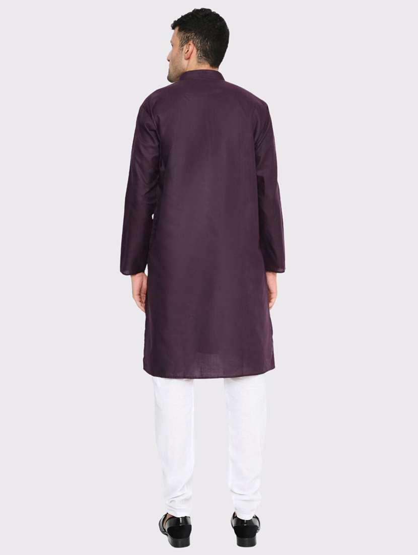 men solid mandarin neck long kurta - 21979290 - Standard Image - 4