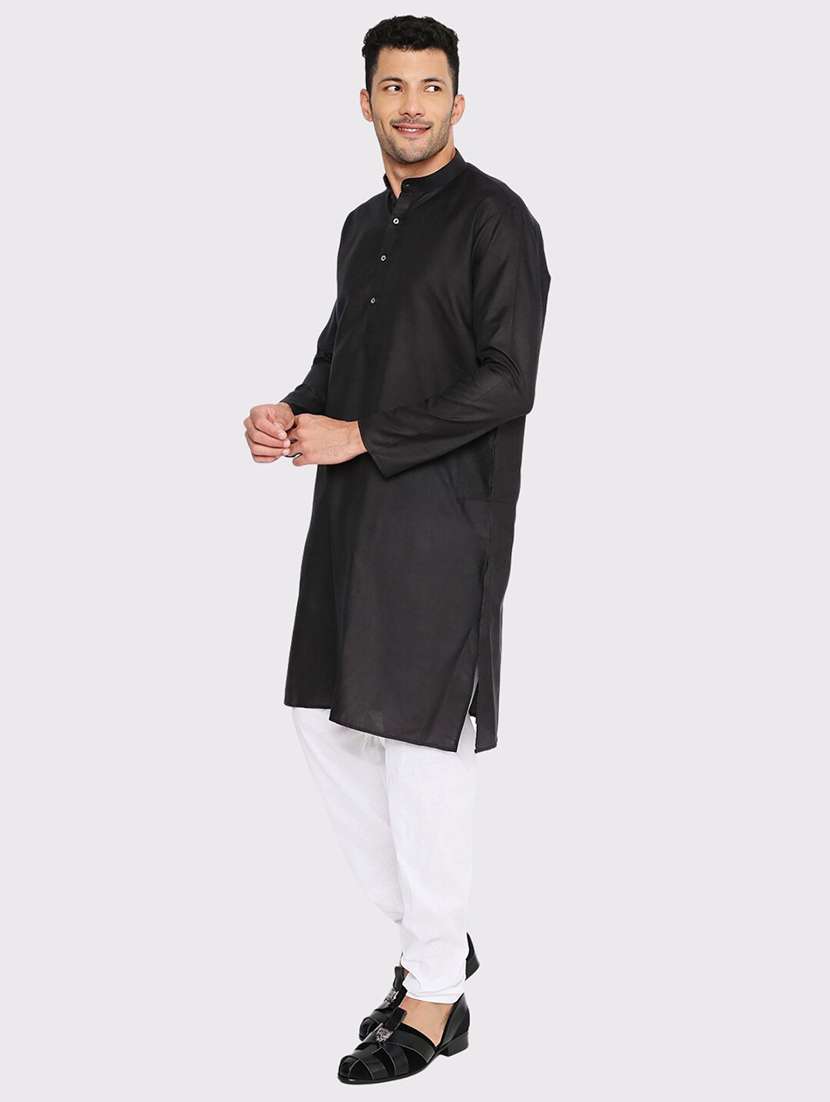 men solid mandarin neck long kurta - 21979291 -  Standard Image - 1