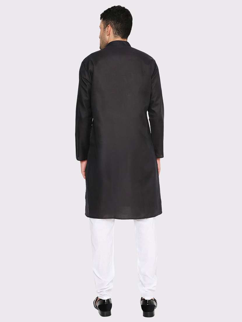 men solid mandarin neck long kurta - 21979291 -  Standard Image - 4