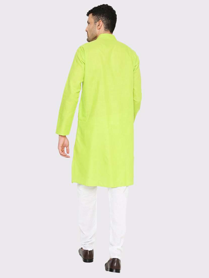 men solid mandarin neck long kurta - 21979295 - Standard Image - 4