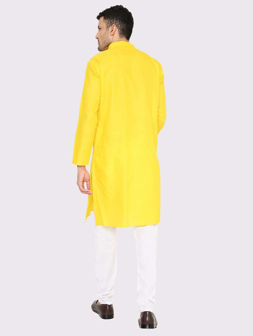 men solid mandarin neck long kurta - 21979296 -  Standard Image - 4