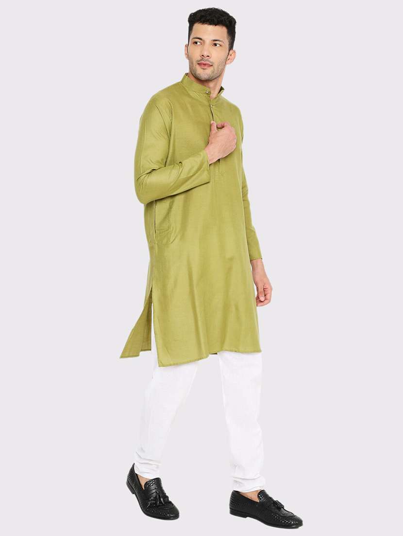 men solid mandarin neck long kurta - 21979300 -  Standard Image - 1