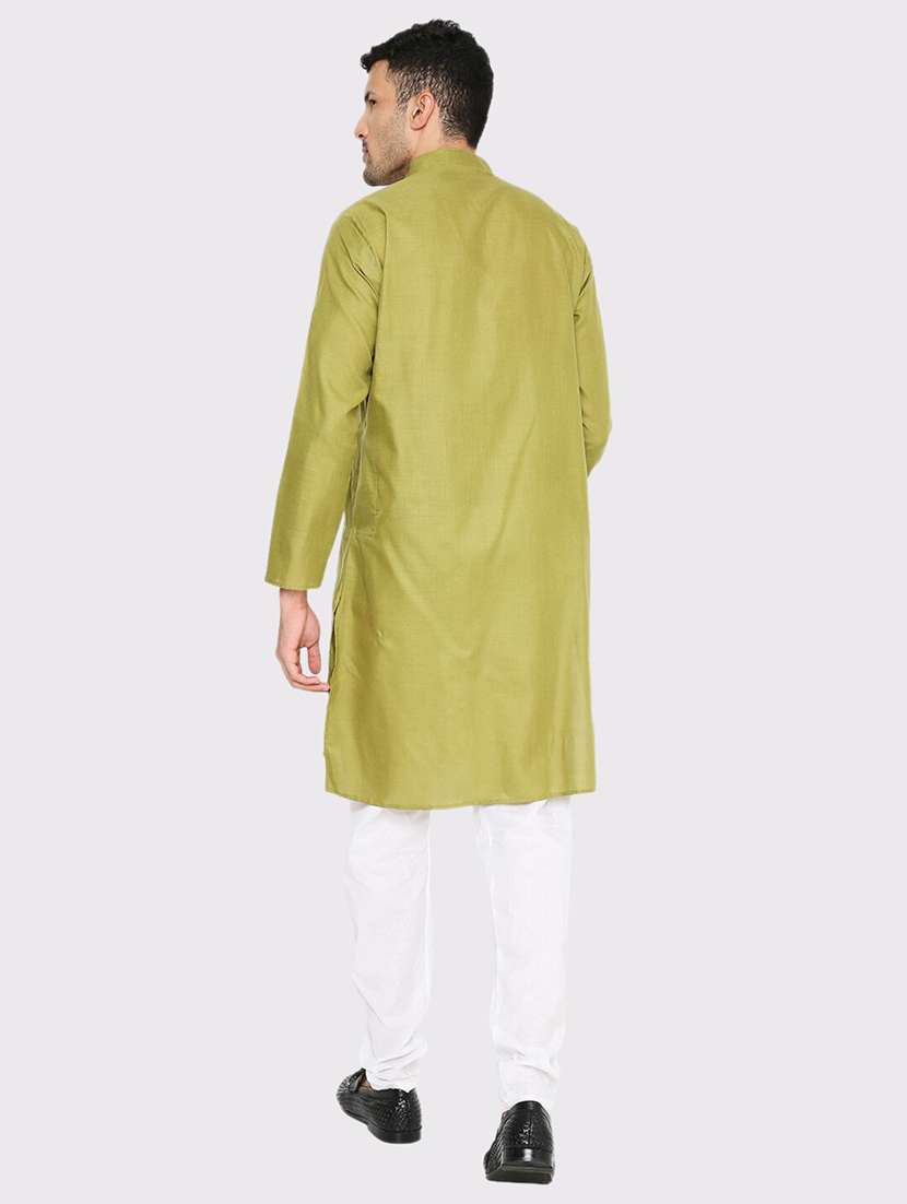 men solid mandarin neck long kurta - 21979300 -  Standard Image - 4