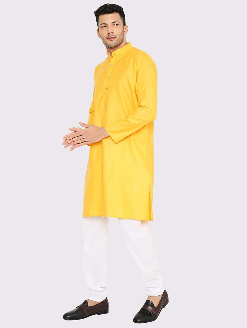 men solid mandarin neck long kurta - 21979301 -  Standard Image - 1