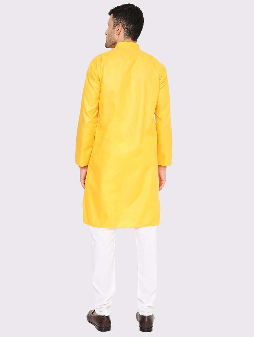 men solid mandarin neck long kurta - 21979301 -  Standard Image - 4