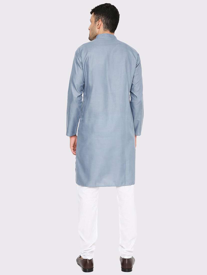 men solid mandarin neck long kurta - 21979302 -  Standard Image - 4
