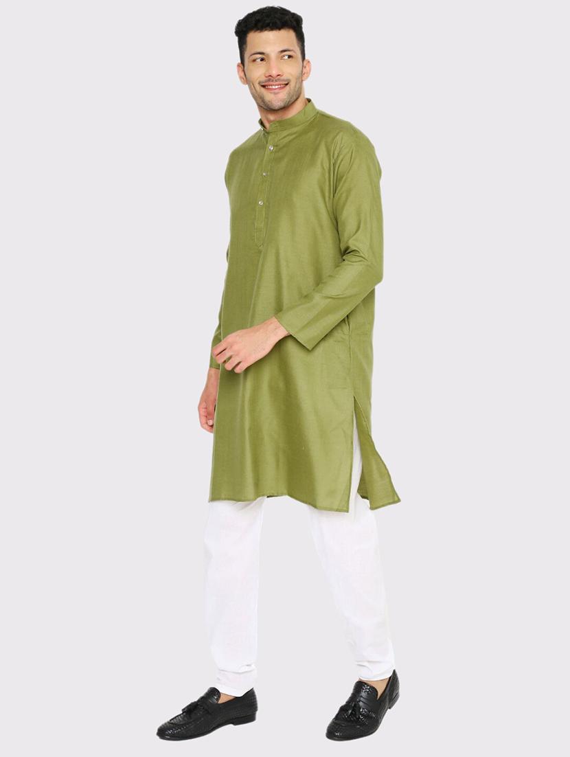 men solid mandarin neck long kurta - 21979303 - Standard Image - 1