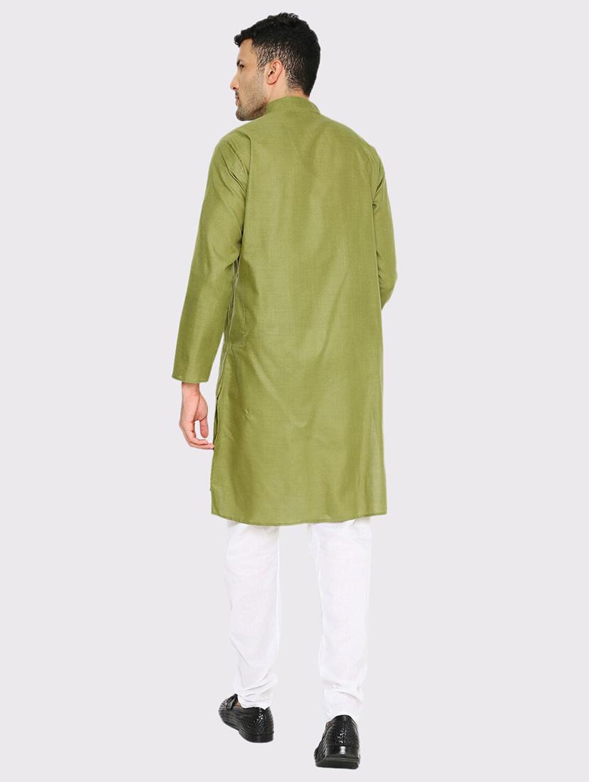 men solid mandarin neck long kurta - 21979303 - Standard Image - 4
