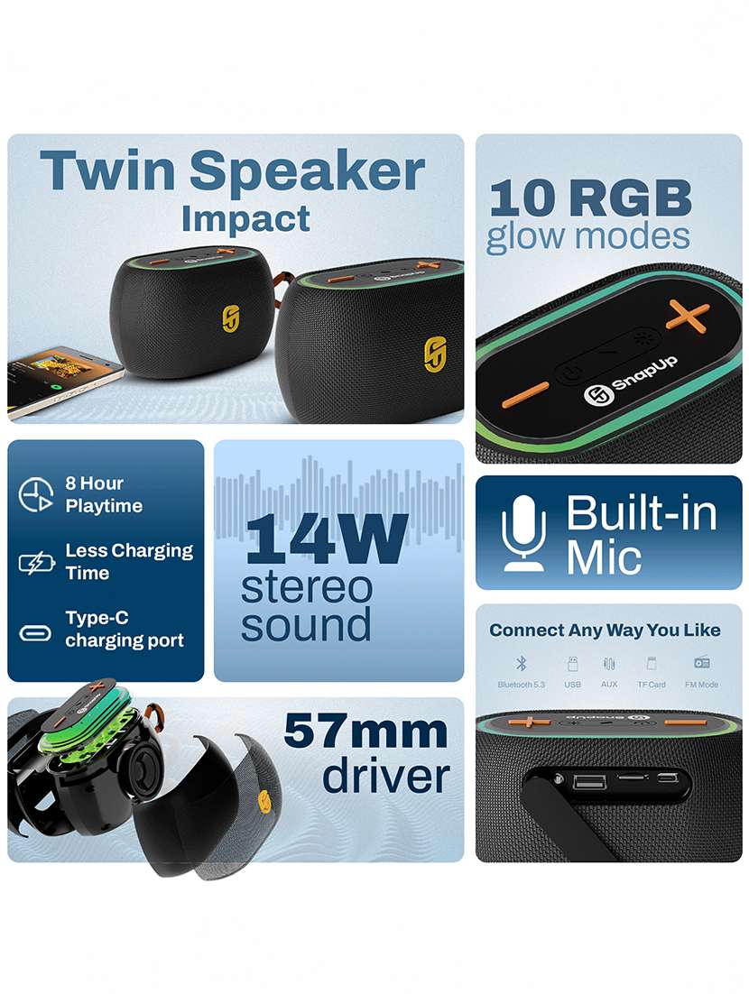 snapup groove vibe portable bluetooth speaker (groovy black) - 21979315 -  Standard Image - 6