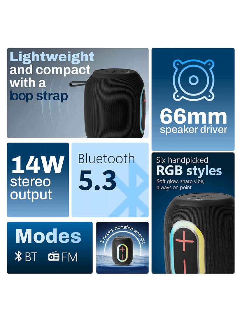 snapup groove bop portable bluetooth speaker (midnight black) - 21979317 -  Standard Image - 1