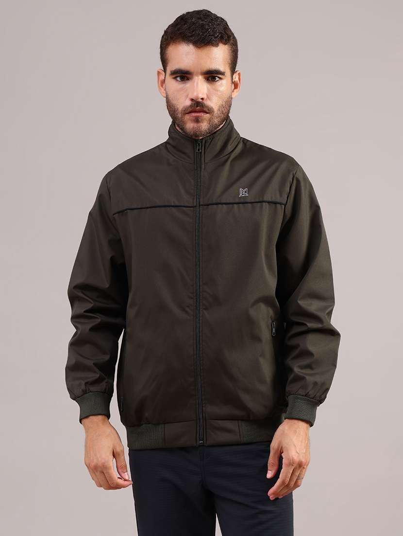 Men Solid Stand Collar Long Sleeve Casual Jacket - 21979390 -  Standard Image - 1
